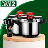 [Leve 2 Pague 1] Panela de Pressão TurboChef Aço Inoxidável - À Prova De Explosões + BRINDE: Kit Utensílios